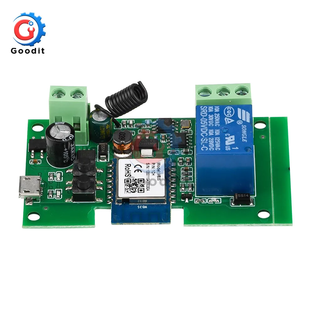 USB5V/DC7-32V 1/2 способ Беспроводной умный переключатель релейный модуль WI-FI дистанционный переключатель реле Модуль 433 МГц релейный модуль для у...
USB5V/DC7-32V 1/2 способ Беспроводной умный переключатель релейный модуль WI-FI дистанционный переключатель реле Модуль 433 МГц релейный модуль для у...