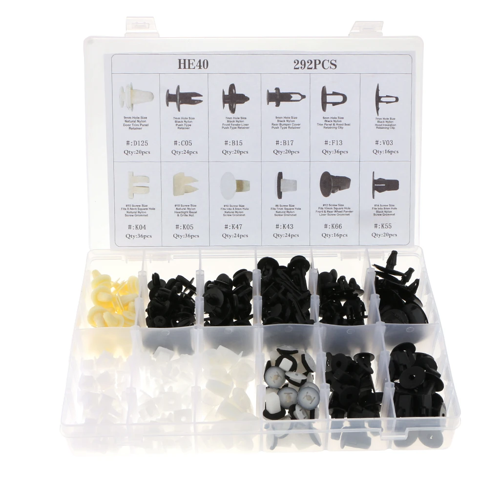 292 Pieces Car Push Pin Rivet Clips with Storage Case for Toyota Mitsubishi
292 Pieces Car Push Pin Rivet Clips with Storage Case for Toyota Mitsubishi