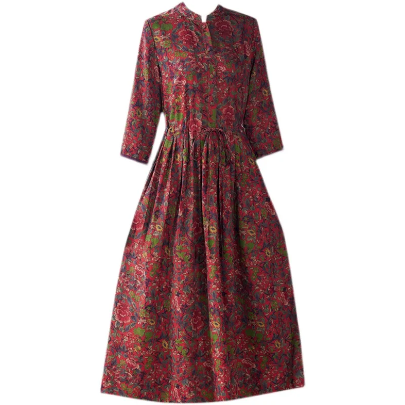 COIGARSAM 4XL Plus Size Half Sleeve Women dress Loose Pleated Stand Neck Dresses Red Green 0829
COIGARSAM 4XL Plus Size Half Sleeve Women dress Loose Pleated Stand Neck Dresses Red Green 0829