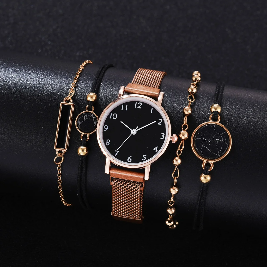 Luxury 5PCS Set Watch For Women Simple Magnet Buckle Rose Gold Ladies Bracelet Quartz Wrist Watch Clock Reloj Mujer Dropshipping
Luxury 5PCS Set Watch For Women Simple Magnet Buckle Rose Gold Ladies Bracelet Quartz Wrist Watch Clock Reloj Mujer Dropshipping