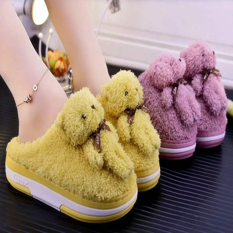 Height Increase Bear Slippers Women's Warm Shoes Winter Furry Slides Platform Slippers Female Woman Girls Cute Home Mules Shoes
Height Increase Bear Slippers Women's Warm Shoes Winter Furry Slides Platform Slippers Female Woman Girls Cute Home Mules Shoes