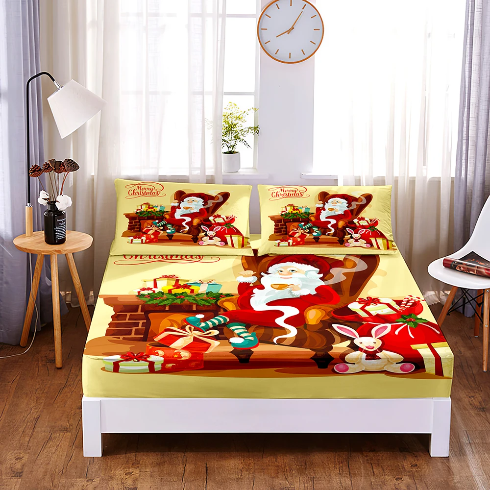 ColorfulChristmasDigital Printed 3pc Polyester Fitted Sheet Mattress Cover Four Corners with Elastic Band Bed Sheet Pillowcases
ColorfulChristmasDigital Printed 3pc Polyester Fitted Sheet Mattress Cover Four Corners with Elastic Band Bed Sheet Pillowcases