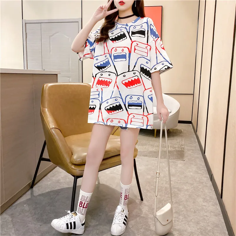 2021 Summer Women Fashion Cartoon Long T-shirt Oversized Letters Graffiti Multi-Printed Cute Stretch Streetwear Tees Plus Size
2021 Summer Women Fashion Cartoon Long T-shirt Oversized Letters Graffiti Multi-Printed Cute Stretch Streetwear Tees Plus Size