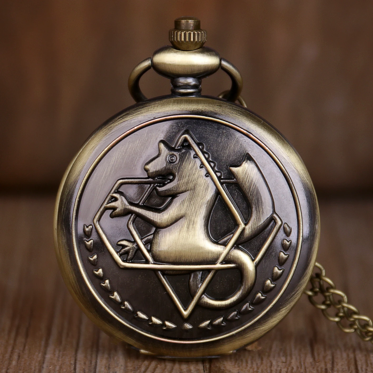 

Antique FullMetal Alchemist Edward Elric Cosplay Quartz Pocket Watch Vintage Bronze Pendant Necklace Men Women Fob Watch