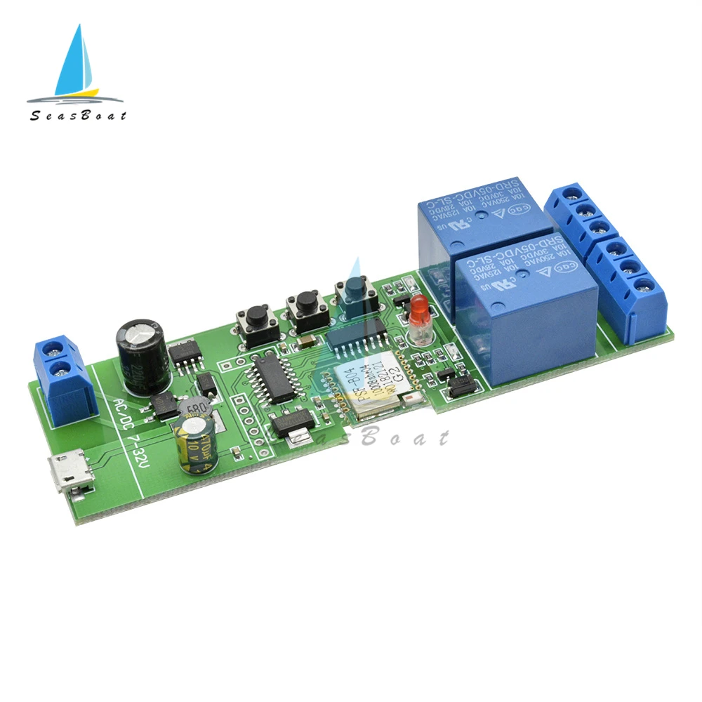 DC 7-32V Self-Locking Wifi Smart Switch 2 Channel Relay Module Wireless Switch Timer Remote Control Smart Home
DC 7-32V Self-Locking Wifi Smart Switch 2 Channel Relay Module Wireless Switch Timer Remote Control Smart Home