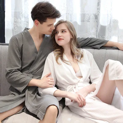 Bathrobes Women's Thin Bathrobes Absorbent and Quick-drying Pajamas Men and Women's Home Wear Couple Nightgowns
Bathrobes Women's Thin Bathrobes Absorbent and Quick-drying Pajamas Men and Women's Home Wear Couple Nightgowns