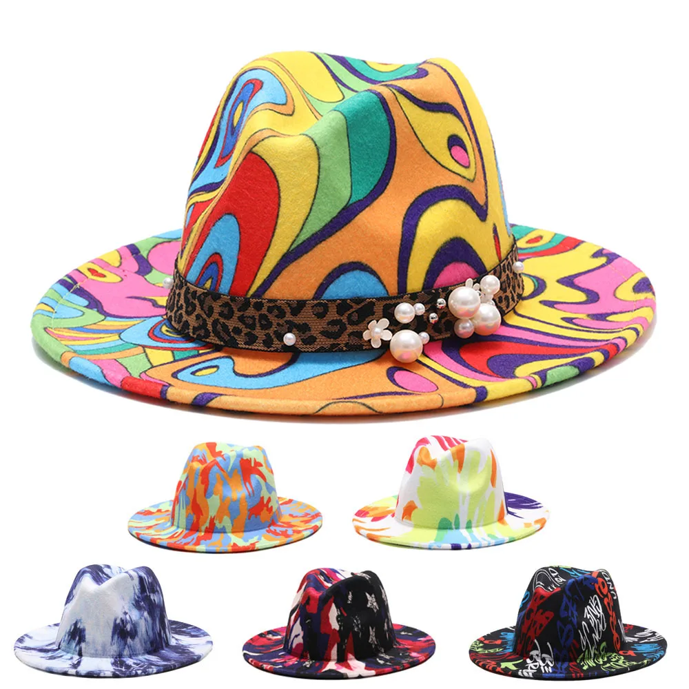 Colorful Wide Brim New Style Church Derby Top Hat Panama Felt Fedoras Hat for Men Women artificial wool British style Jazz Cap 
Colorful Wide Brim New Style Church Derby Top Hat Panama Felt Fedoras Hat for Men Women artificial wool British style Jazz Cap
