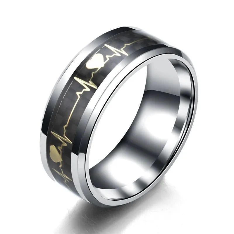 8mm Black ECG Ring Promise Heartbeat Stainless Steel Rings for Men Women Wedding Bands for Couple Jewelry
8mm Black ECG Ring Promise Heartbeat Stainless Steel Rings for Men Women Wedding Bands for Couple Jewelry