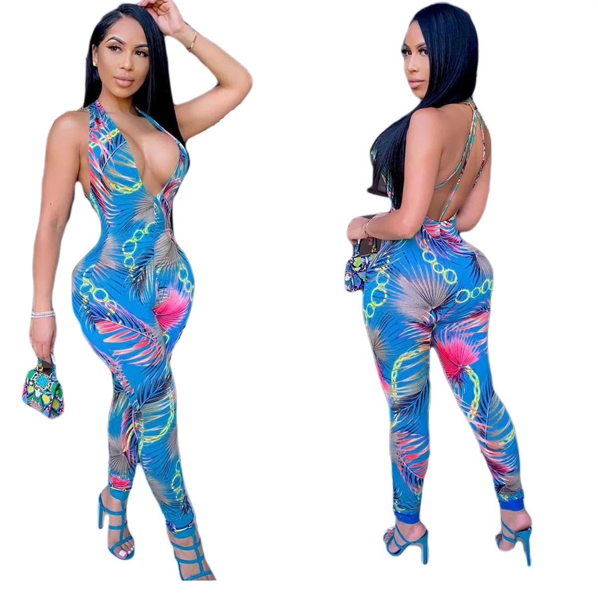 SSEURAT Women Jumpsuit Print Halter Hollow Out Stretchy Skinny Bodycon Jumpsuits Sexy One Piece Overalls Summer Outfit
SSEURAT Women Jumpsuit Print Halter Hollow Out Stretchy Skinny Bodycon Jumpsuits Sexy One Piece Overalls Summer Outfit