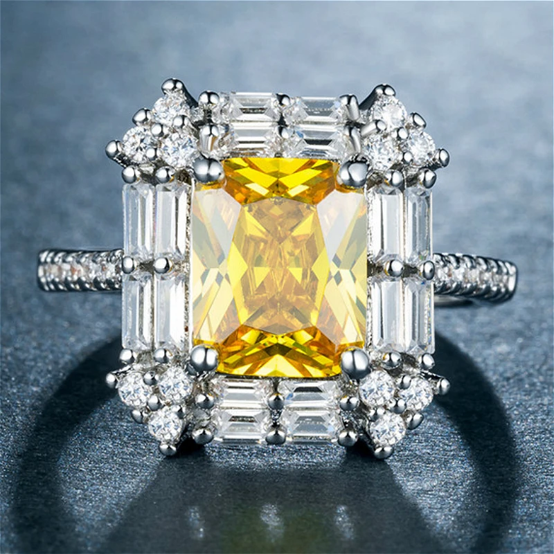 Visisap Luxury Geometric Yellow Zircon Rings for Women Dazzling Anniversary Party Ring Lady Accessories Fashion Jewelry B1218
Visisap Luxury Geometric Yellow Zircon Rings for Women Dazzling Anniversary Party Ring Lady Accessories Fashion Jewelry B1218