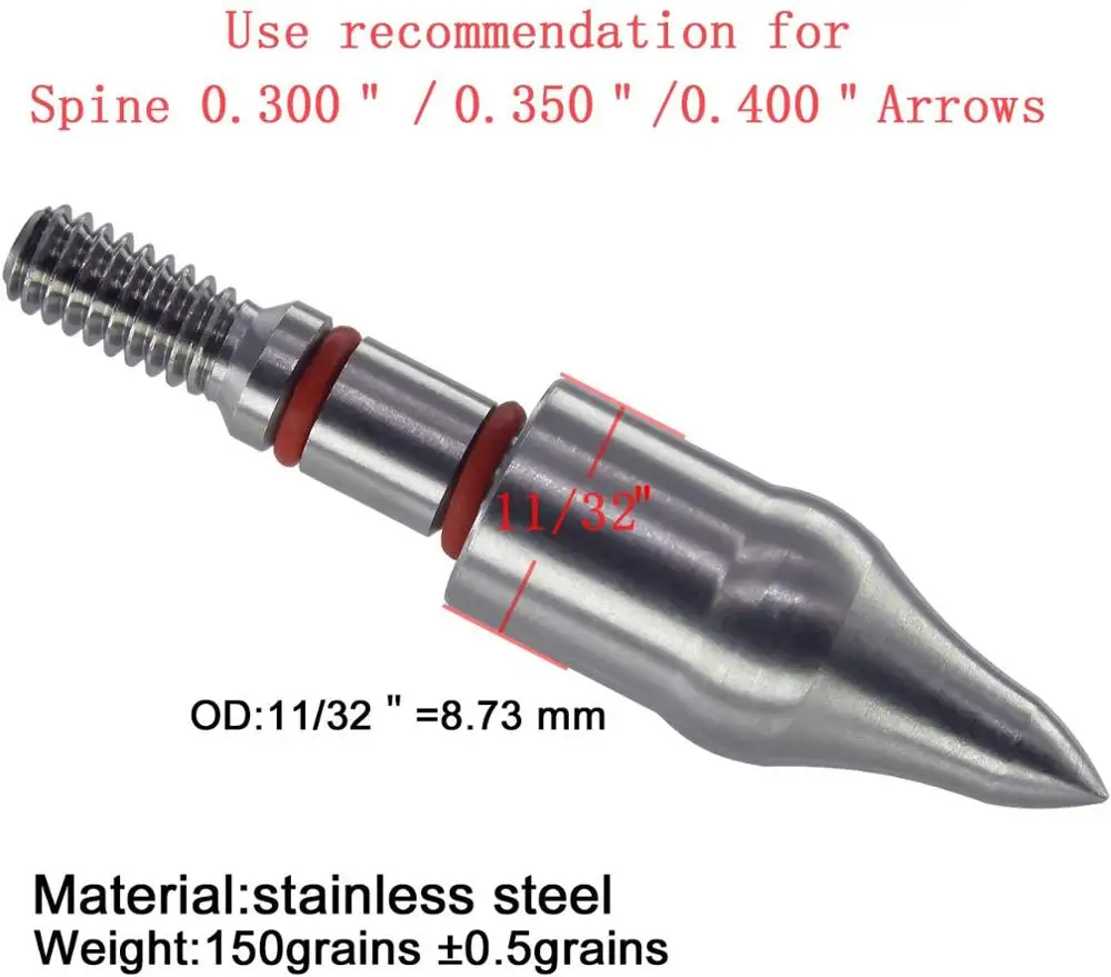 • Наконечники для стрельбы из лука из нержавеющей стали Maifield, легко вытягиваются наружный диаметр 11/32 дюйма (8,73 мм), винт с зернистой поверхн...
• Наконечники для стрельбы из лука из нержавеющей стали Maifield, легко вытягиваются наружный диаметр 11/32 дюйма (8,73 мм), винт с зернистой поверхн...