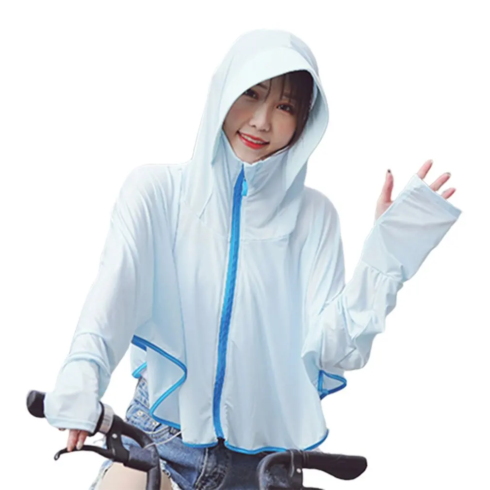 Ice Silk Sunscreen Clothing Female Summer Hooded Breathable Shawl Outdoor Beach Clothing Zipper Riding Sun Protection Clothing
Ice Silk Sunscreen Clothing Female Summer Hooded Breathable Shawl Outdoor Beach Clothing Zipper Riding Sun Protection Clothing