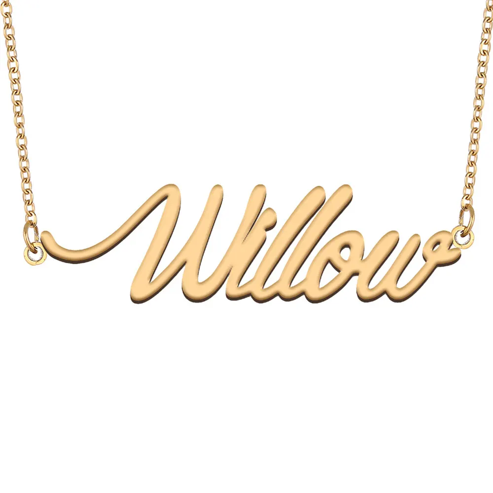 Willow Name Necklace for Women Stainless Steel Jewelry with Gold Plated Nameplate Pendant Femme Mother Girlfriend Gift
Willow Name Necklace for Women Stainless Steel Jewelry with Gold Plated Nameplate Pendant Femme Mother Girlfriend Gift