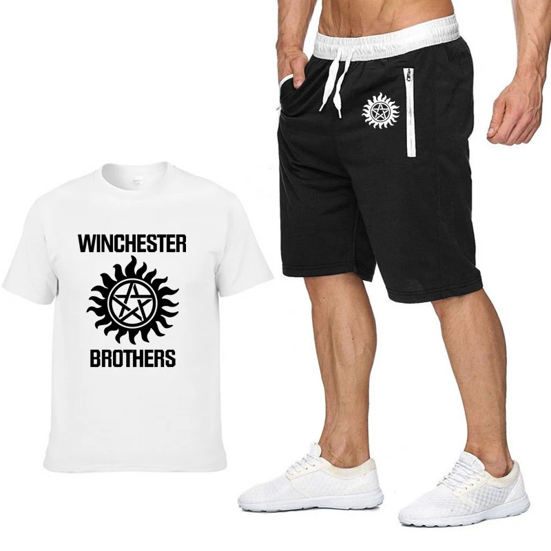 Unisex Summer New Men T-shirt Winchester Bros Printing Casual Short sleeve Cotton Men's T-shirt+shorts 2 piece suit
Unisex Summer New Men T-shirt Winchester Bros Printing Casual Short sleeve Cotton Men's T-shirt+shorts 2 piece suit
