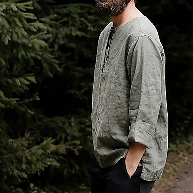 New Fashion Men's Shirt Long Sleeve Linen Henley T-Shirt Lacing Medieval V Neck Outdoor T-Shirt Tops Loose Casual Shirt T-Shirt
New Fashion Men's Shirt Long Sleeve Linen Henley T-Shirt Lacing Medieval V Neck Outdoor T-Shirt Tops Loose Casual Shirt T-Shirt