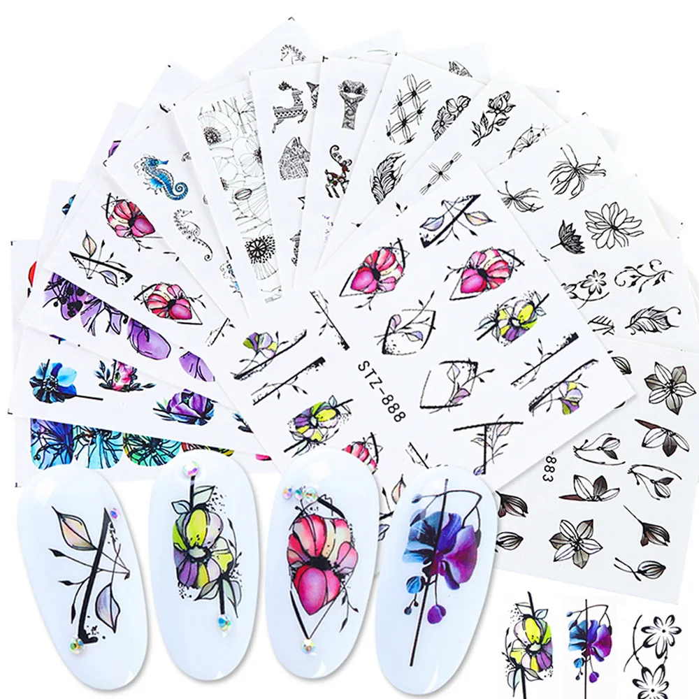 14 Designs/Set Watercolor Nail Sticker Mixed Ink Flower Floral Nail Art Water Transfer Decals Manicure Tattoos Sliders BU-A5
14 Designs/Set Watercolor Nail Sticker Mixed Ink Flower Floral Nail Art Water Transfer Decals Manicure Tattoos Sliders BU-A5