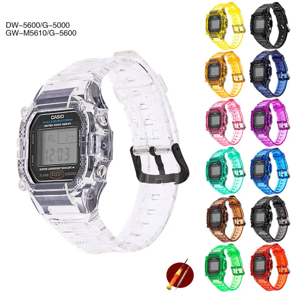 Смола TPU чехол ремешок для часов объектива с оптическими зумом Casio G SHOCK DW 5600 GW M5610