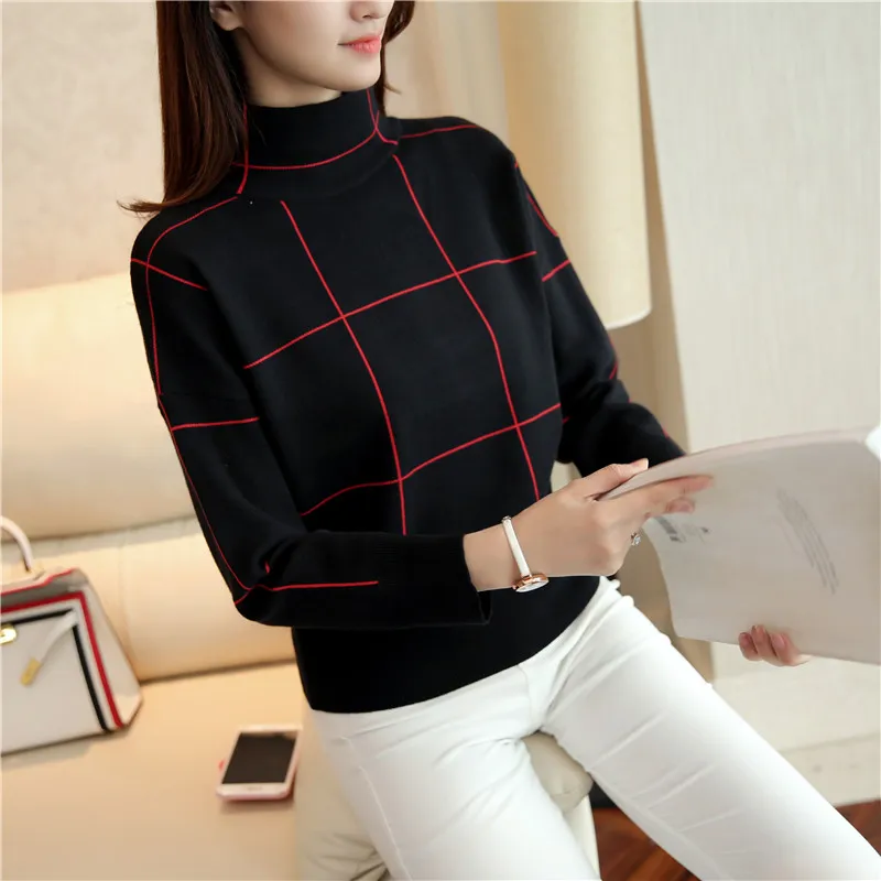 Sweater Ladies 2020 Autumn Winter New Wild Loose Plaid Bat Sleeve Bottoming Shirt Female High Collar Warm Pullover Sweater L641
Sweater Ladies 2020 Autumn Winter New Wild Loose Plaid Bat Sleeve Bottoming Shirt Female High Collar Warm Pullover Sweater L641