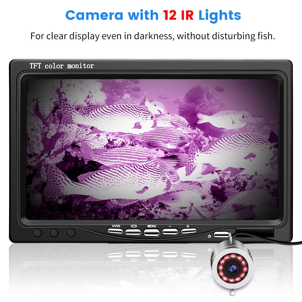 Eyoyo EF07H 7" Underwater Fishing Camera Fishing Camera Fish Finder Upgrated 720P Camera 12 IR Lights with 1024x600 IPS Monitor
Eyoyo EF07H 7" Underwater Fishing Camera Fishing Camera Fish Finder Upgrated 720P Camera 12 IR Lights with 1024x600 IPS Monitor