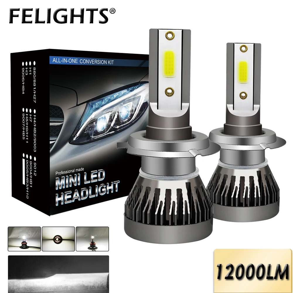 FELIGHTS LED Car Headlight Super Bright COB 12000LM 6500K 9005 9006 H1 H8 H7 H4 H11 H9 HB3 HB4 Led Lamp Lens 12V Fog Car Light
FELIGHTS LED Car Headlight Super Bright COB 12000LM 6500K 9005 9006 H1 H8 H7 H4 H11 H9 HB3 HB4 Led Lamp Lens 12V Fog Car Light