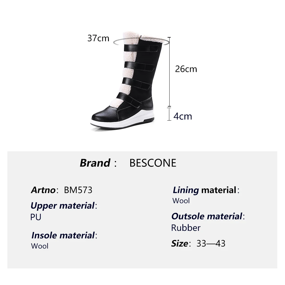 BESCONE Women's Shoes Winter Warm Comfortable Wool High Quality Handmade Ladies Middle Boots Fashion Leisure Shoes Women BM573
BESCONE Women's Shoes Winter Warm Comfortable Wool High Quality Handmade Ladies Middle Boots Fashion Leisure Shoes Women BM573
