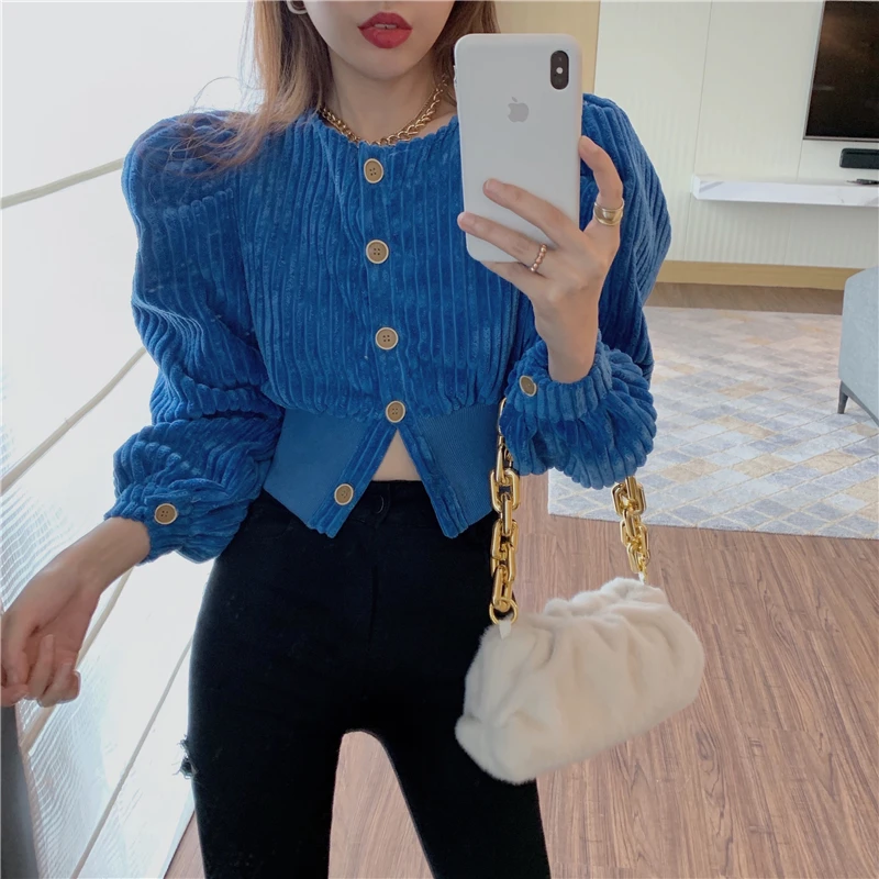 Шикарное зимнее женское пальто с круглым вырезом и рукавами-фонариками, элегантные женские пальто и куртки, Женский Топ