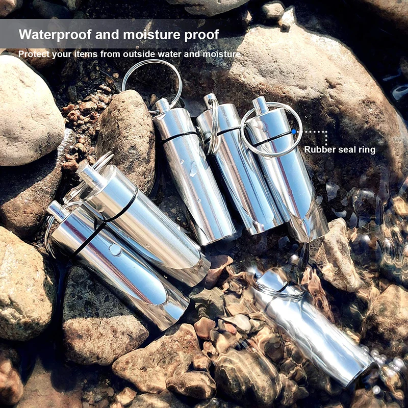 1Pc Aluminum Alloy Portable Waterproof Pill Case Bottle Keychain Storage Holder Container Box Tools Outdoor Tools 
1Pc Aluminum Alloy Portable Waterproof Pill Case Bottle Keychain Storage Holder Container Box Tools Outdoor Tools