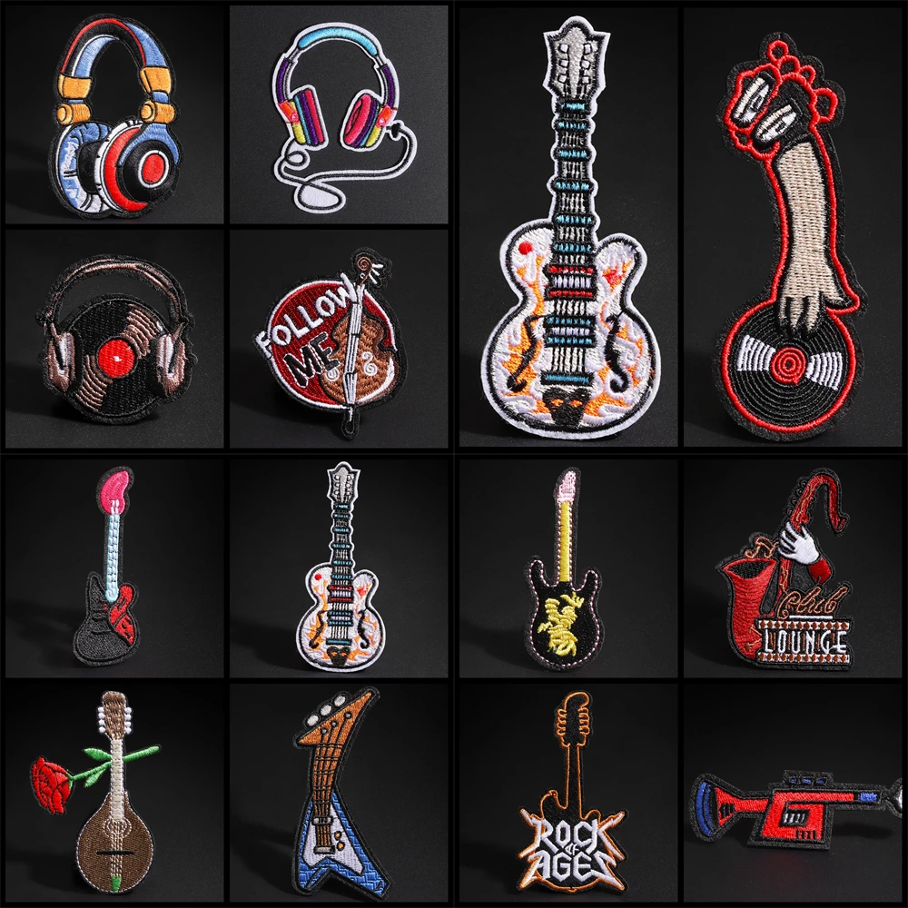 Rock music CD guitar Embroidered headphones Patches Iron on Sewing Applique Patch Bags Decoration DIY Clothes Accessory
Rock music CD guitar Embroidered headphones Patches Iron on Sewing Applique Patch Bags Decoration DIY Clothes Accessory