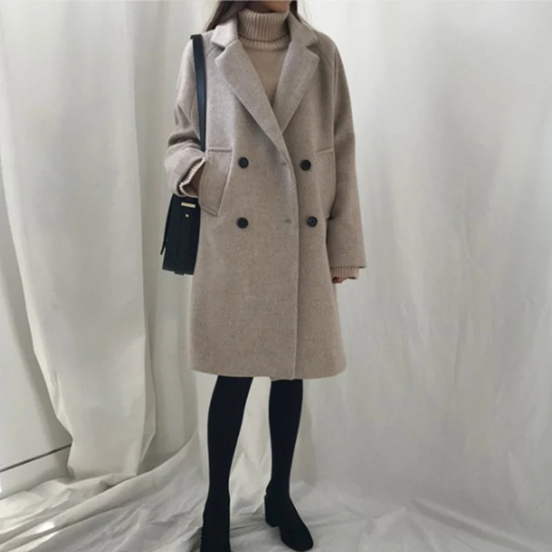 2021 Spring Autumn Notched Double Breasted Women's Coats Long Sleeve Pocket Thick Solid Casual Loose Ladies
2021 Spring Autumn Notched Double Breasted Women's Coats Long Sleeve Pocket Thick Solid Casual Loose Ladies