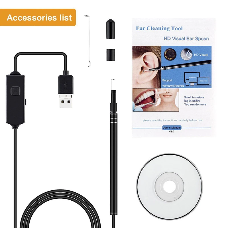 Ear Otoscope Megapixels Ear Scope Inspection Camera 3 in 1 USB Ear Digital Endoscope Earwax Cleansing Tool With 6led
Ear Otoscope Megapixels Ear Scope Inspection Camera 3 in 1 USB Ear Digital Endoscope Earwax Cleansing Tool With 6led