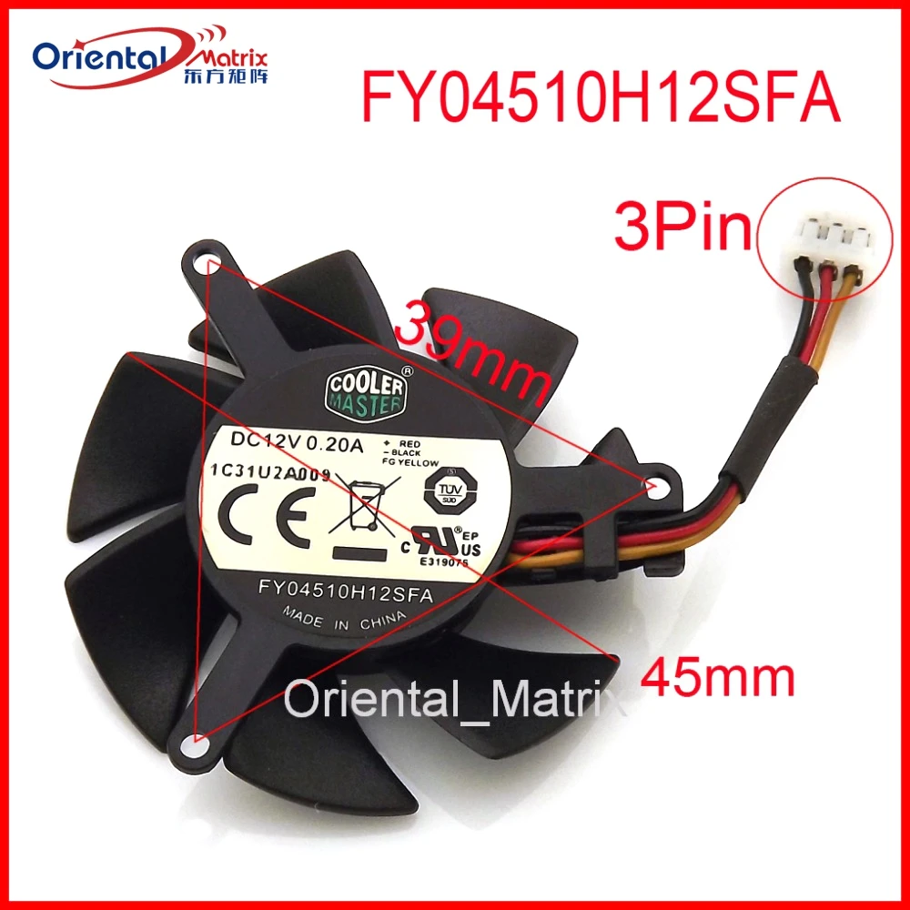 

FY04510H12SFA 12V 0.2A 45mm 3Wire 3Pin VGA Fan For MSI R6450 6570 6670 V5 Graphics / Video Card Cooler Cooling Fan