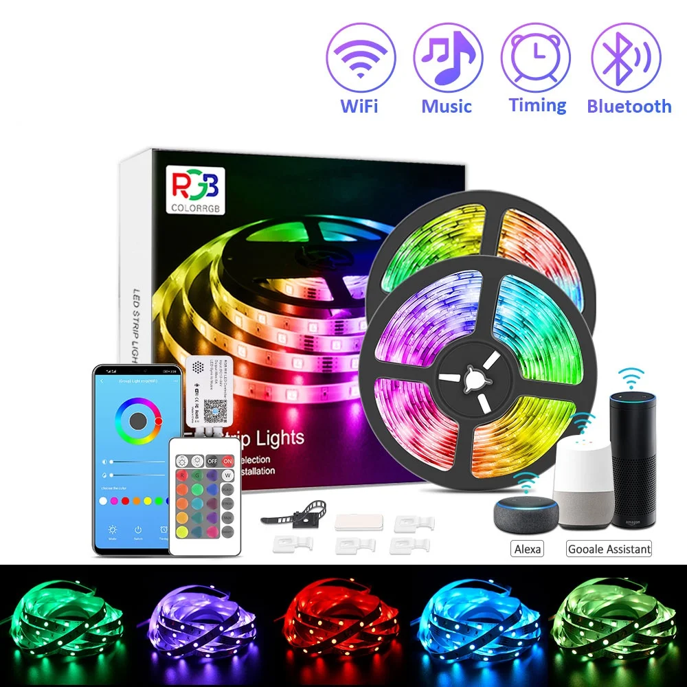 RGB Smart WiFi LED Strip Lights Works with Alexa Google Home 12v 5050 LED light strip for bedroom
RGB Smart WiFi LED Strip Lights Works with Alexa Google Home 12v 5050 LED light strip for bedroom