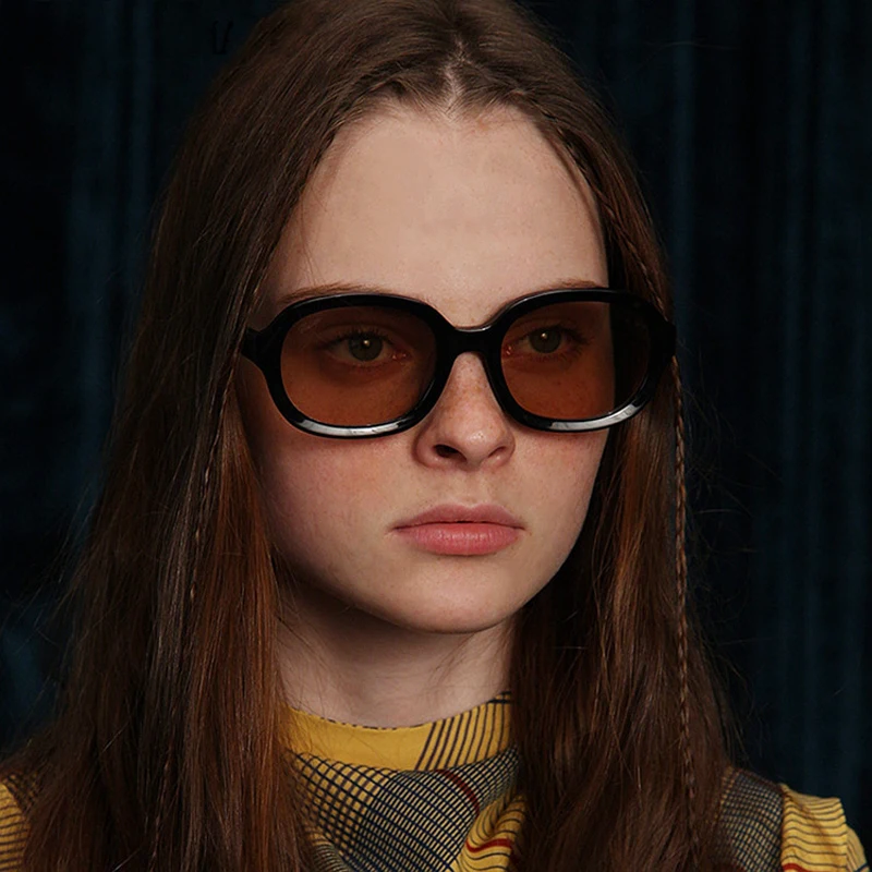 

Очки солнцезащитные женские Овальные в стиле ретро, Модные Винтажные брендовые дизайнерские солнечные очки с маленькой оправой карамельны...