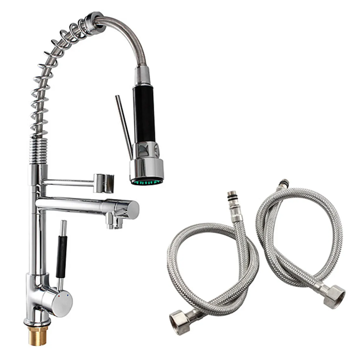 Chrome Kitchen Pull Out Side Spring Faucet 360 Rotation Sprayer Dual Spout Single Handle Mixer Tap Sink Faucet Deck Mounted
Chrome Kitchen Pull Out Side Spring Faucet 360 Rotation Sprayer Dual Spout Single Handle Mixer Tap Sink Faucet Deck Mounted