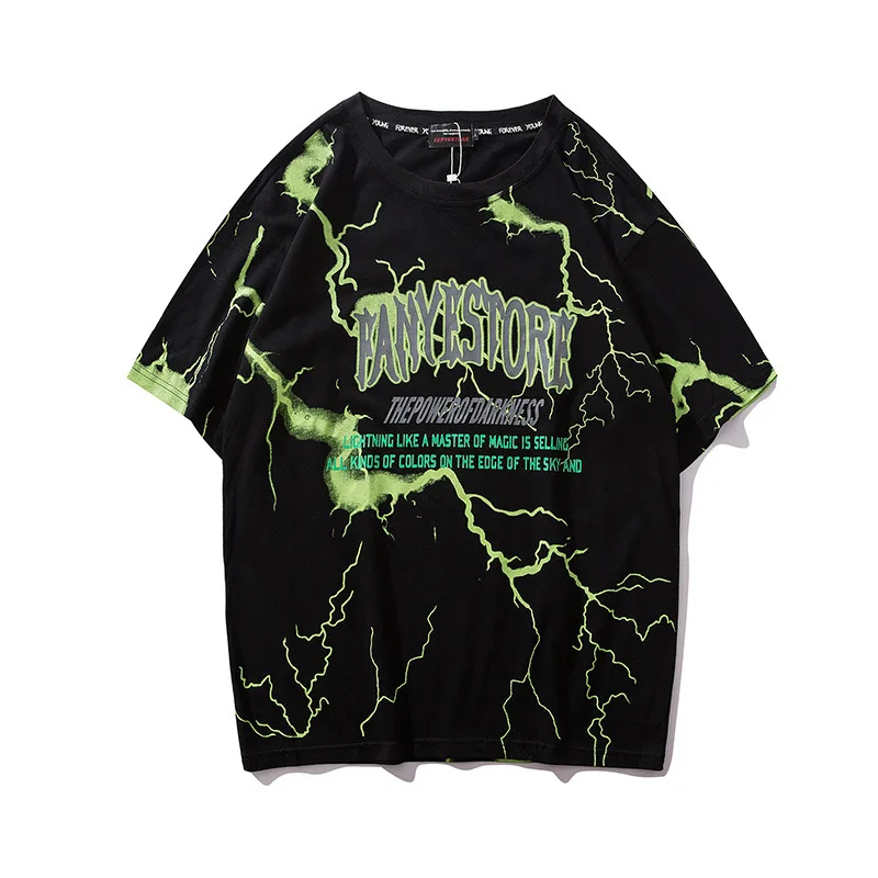 Streetwear Hip Hop Lightning Print Punk Rock Gothic Tees Shirts Harajuku Fashion Casual Short Sleeve Loose Tops
Streetwear Hip Hop Lightning Print Punk Rock Gothic Tees Shirts Harajuku Fashion Casual Short Sleeve Loose Tops