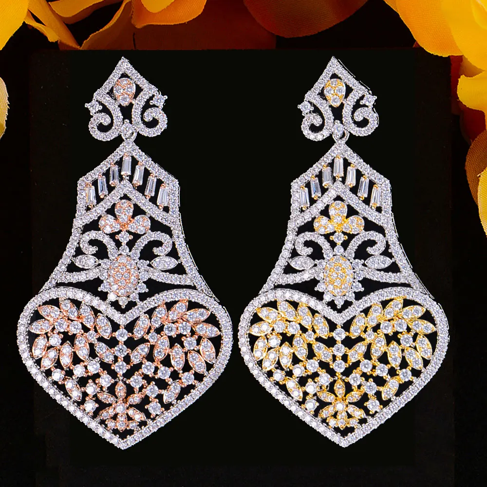 Blachette New Luxury BOLD 2 Tone Shiny Heart Dangle Earrings For Women Wedding Cubic Zirconia DUBAI Bridal Earring Jewelry
Blachette New Luxury BOLD 2 Tone Shiny Heart Dangle Earrings For Women Wedding Cubic Zirconia DUBAI Bridal Earring Jewelry