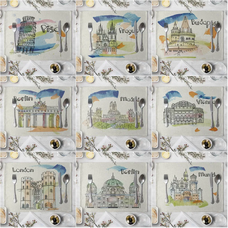 Building Pattern Placemat Dining Table Mat Tea Coaster Cotton Linen Pad Cup Mats Home Decor
Building Pattern Placemat Dining Table Mat Tea Coaster Cotton Linen Pad Cup Mats Home Decor