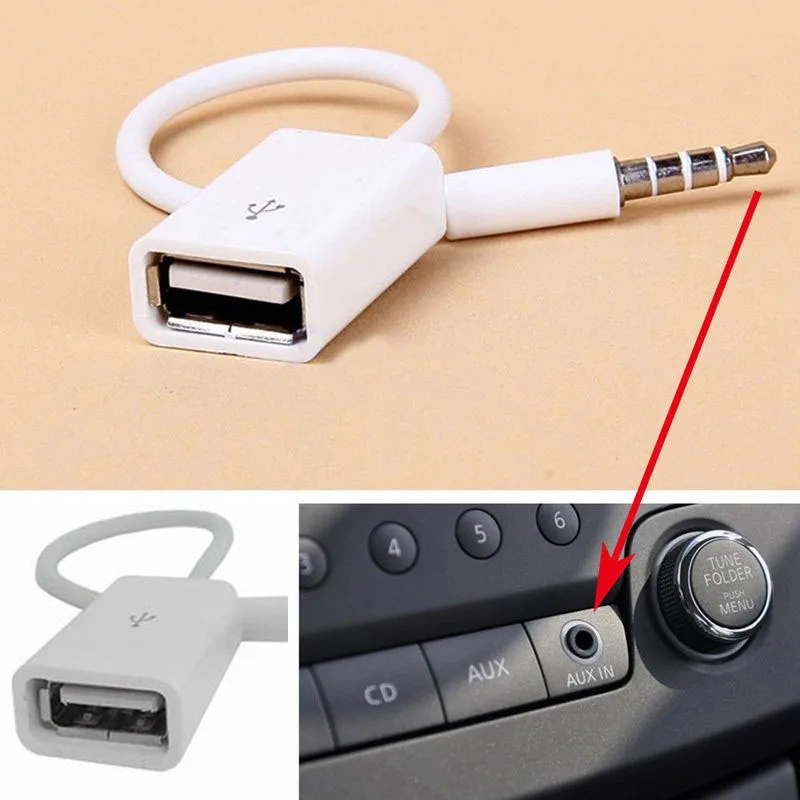 3 5 мм штекер AUX аудио разъем к USB 2 0 гнездо конвертер кабель для автомобиля MP3