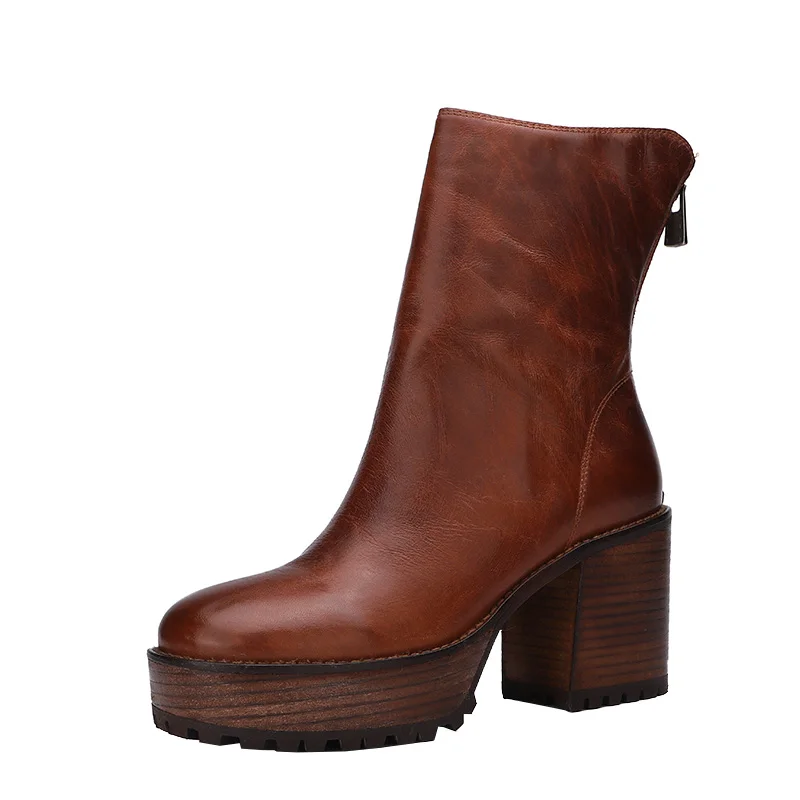 2019 VALLU Women Ankle Boots Genuine Leather Round Toes Platform Handmade Vintage Autumn Winter Ladies Shoes High Heel Boots
2019 VALLU Women Ankle Boots Genuine Leather Round Toes Platform Handmade Vintage Autumn Winter Ladies Shoes High Heel Boots