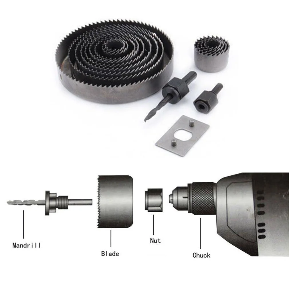 16pcs Woodworking Hole Saw Set Drill Bit Carbon Steel 19-127mm Hole Cutter Set For Plasterboard Ceiling Wood Hole Saw Kit
16pcs Woodworking Hole Saw Set Drill Bit Carbon Steel 19-127mm Hole Cutter Set For Plasterboard Ceiling Wood Hole Saw Kit