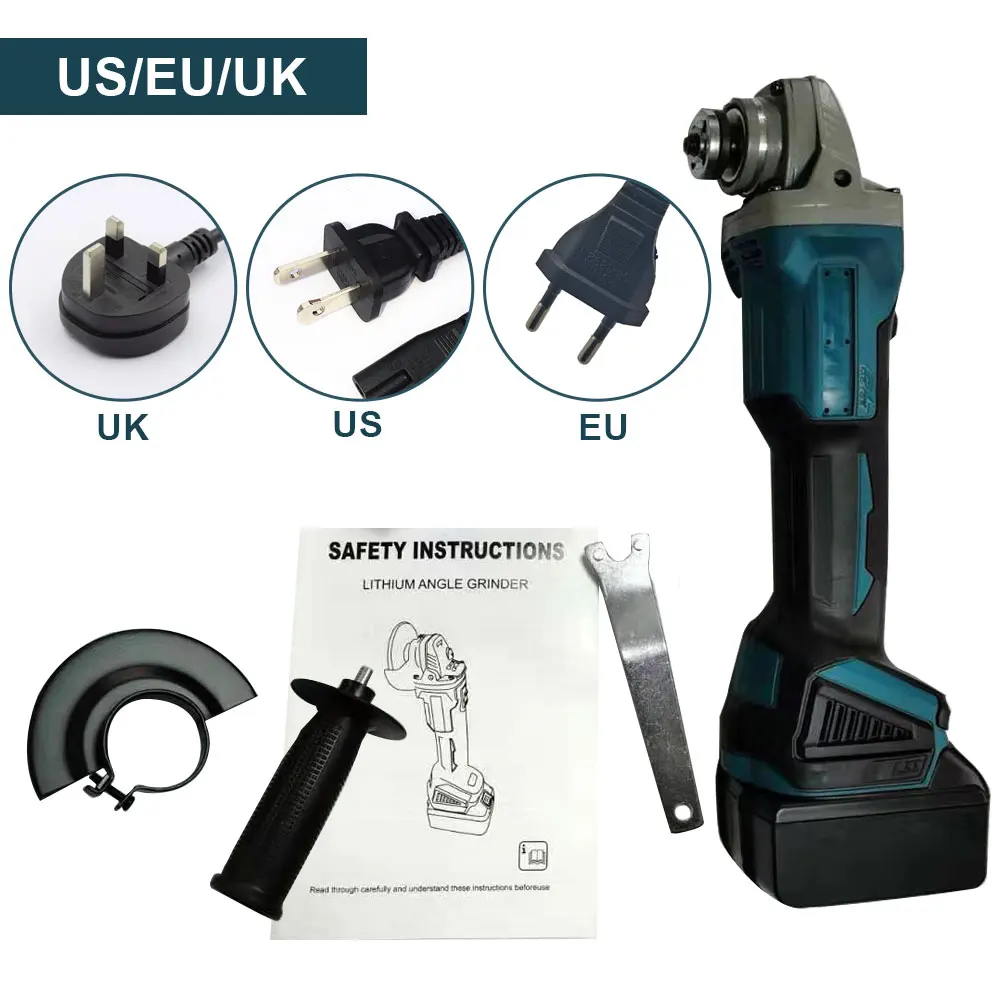 800W 18V 125mm Brushless Cordless Impact Angle Grinder Variable Speed For Makita Battery DIY Power Tool Cutting Machine Polisher
800W 18V 125mm Brushless Cordless Impact Angle Grinder Variable Speed For Makita Battery DIY Power Tool Cutting Machine Polisher