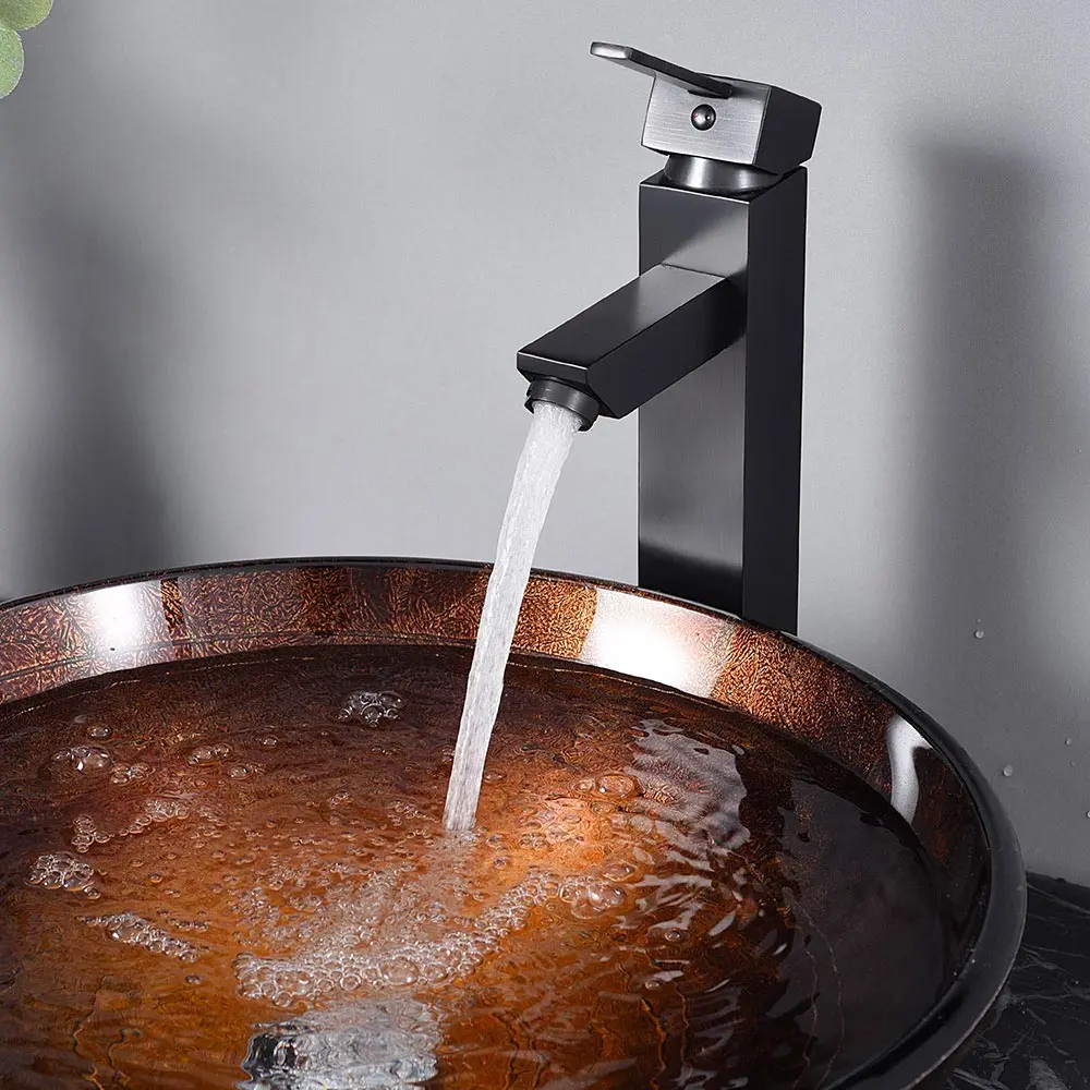 Aquaterior®Современный 1 отверстие для ванной квадратный кран холодной и горячей воды