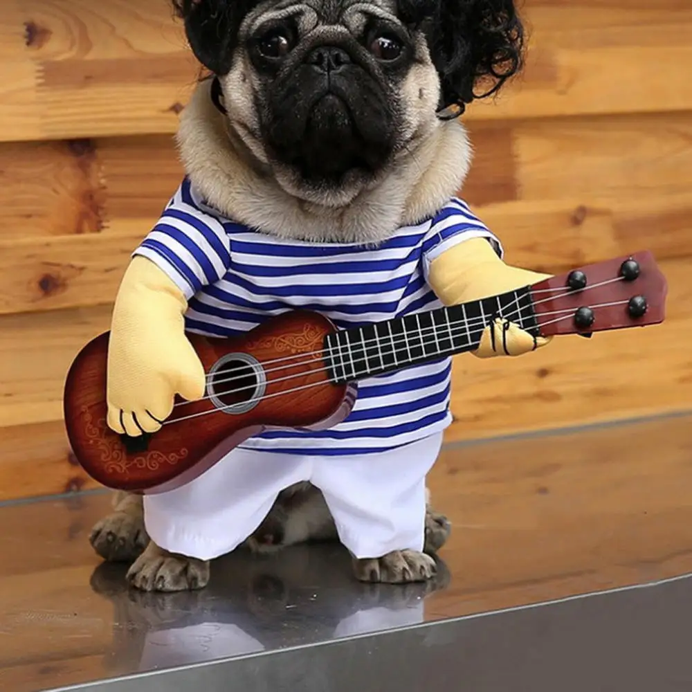 Забавный костюм для собак-гитар рок-певец косплея гитарист нарядная одежда собак