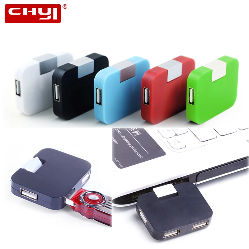 CHYI Mini usb хаб 4 порта USB 2 0 расширитель Hab квадратная форма складной Мульти сплиттер