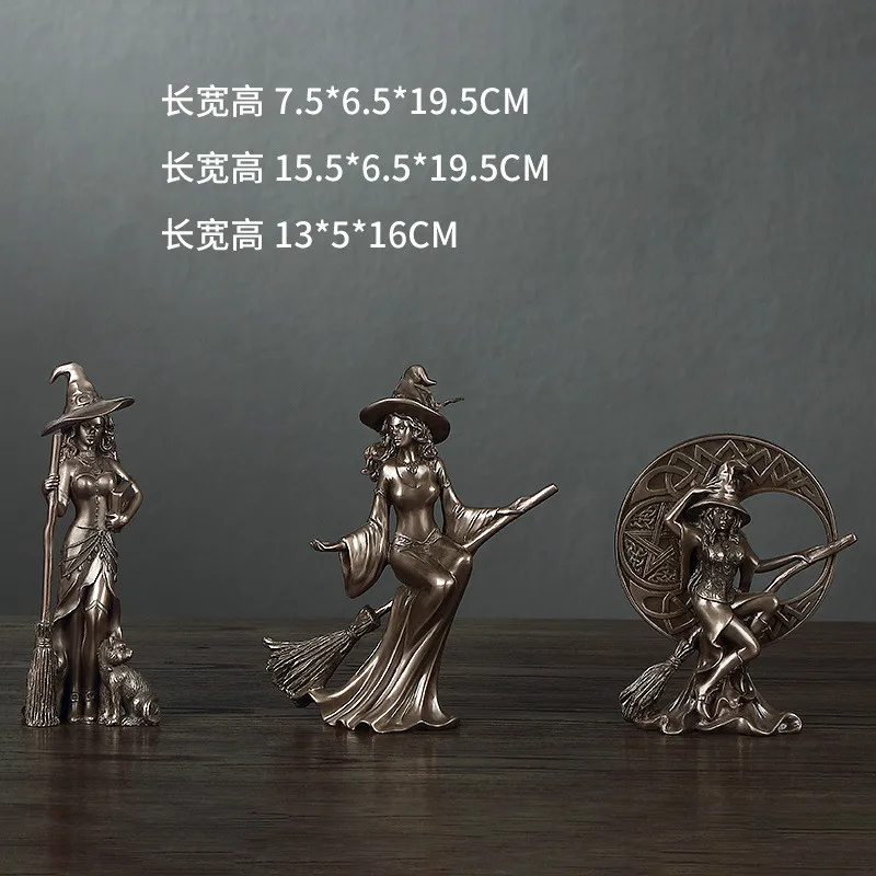 3pcs European-style Creative Decoration Crafts Cold-cast Copper Witch Wizard Decorations Home Living Room Decorations