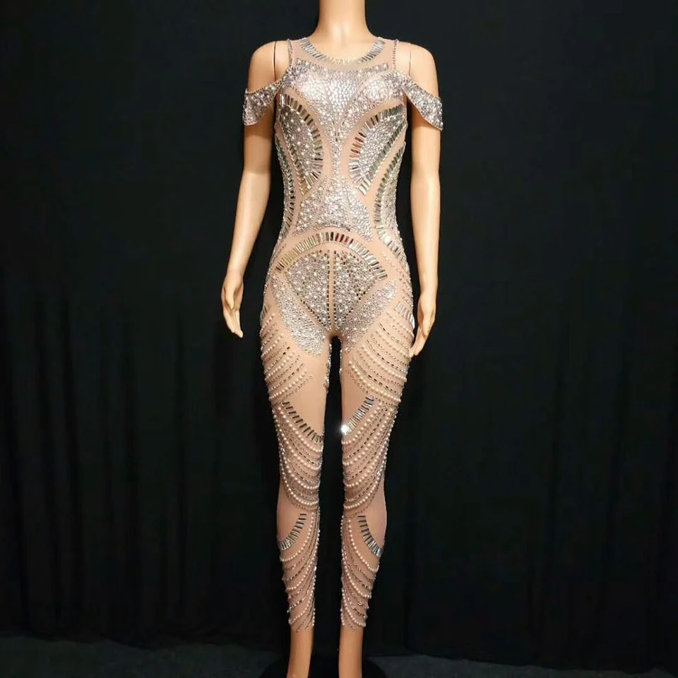 Sparkly Pearl Rhinestone Mesh Jumpsuit Women Birthday Celebrate Outfit Sexy Nightclub Party Dance Female Singer Show Clothing
Sparkly Pearl Rhinestone Mesh Jumpsuit Women Birthday Celebrate Outfit Sexy Nightclub Party Dance Female Singer Show Clothing