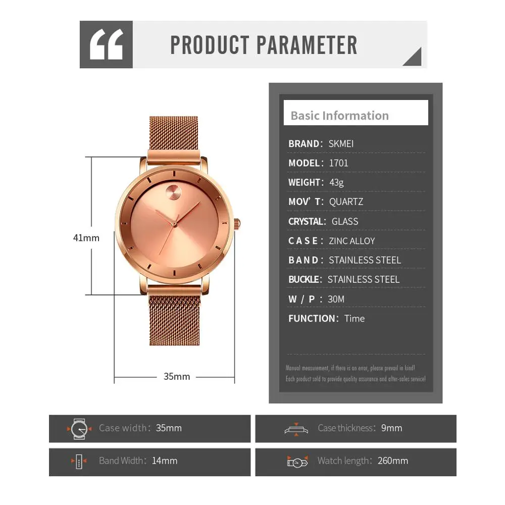 SKMEI Creative Dial Quartz Women Watch Fashion Elegant Ladies Wrist Watches Magnet Band Waterproof Clock montre femme 1701
SKMEI Creative Dial Quartz Women Watch Fashion Elegant Ladies Wrist Watches Magnet Band Waterproof Clock montre femme 1701