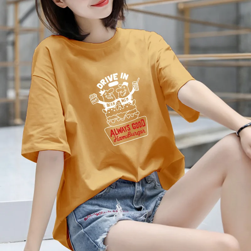 Summer New Style 100% Pure Cotton Short-sleeved T-shirt Plus Women's Loose-fitting College Student Shirt Increase
Summer New Style 100% Pure Cotton Short-sleeved T-shirt Plus Women's Loose-fitting College Student Shirt Increase