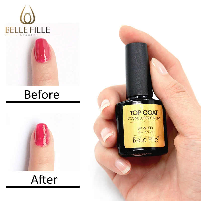 BELLE FILLE Base And Top Coat UV Gel Nail Polish 10ml Transparent Soak Off Primer For Nails Varnish Lacquer 0820 | Красота и здоровье