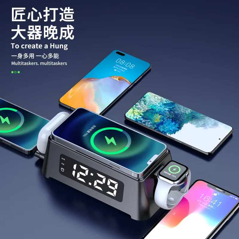 Многофункциональный Будильник Qi Беспроводное зарядное устройство для IPhone X 8 Plus XS XR Apple IWatch 6 5 AirPods Pro быстрая Беспроводная зарядка 
Многофункциональный Будильник Qi Беспроводное зарядное устройство для IPhone X 8 Plus XS XR Apple IWatch 6 5 AirPods Pro быстрая Беспроводная зарядка